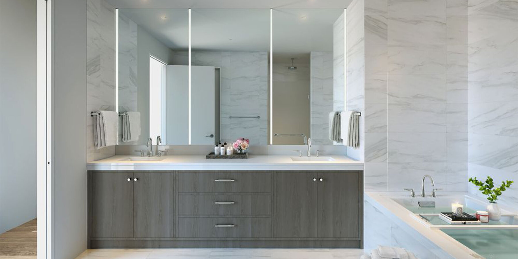 歴史的修復コンドミニアム建設 - フィフバカラ オンライン 違法ーン フィフバカラ オンライン 違法 オン ザ パークのバスルームの内部レンダリング