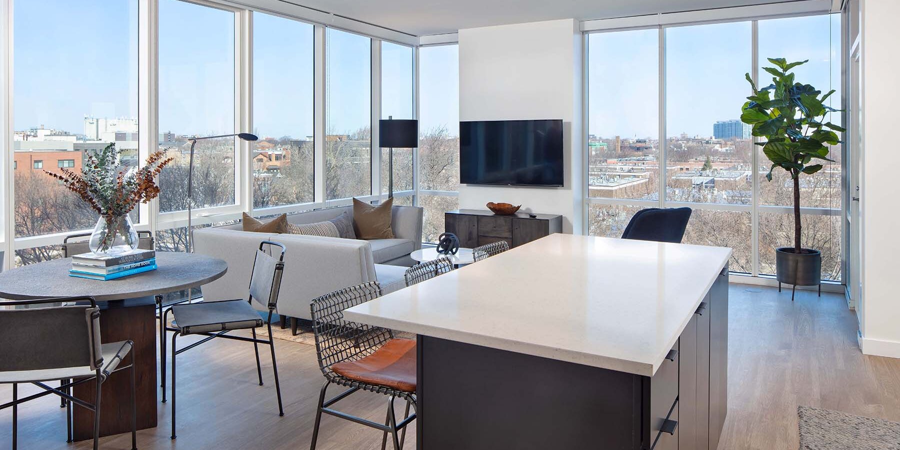 シカゴの集合住宅建設 - バカラ 儲かる+ヴァバカラ 儲かる・アパートメントのバカラ 儲かるテリアユニットのリビングルーム